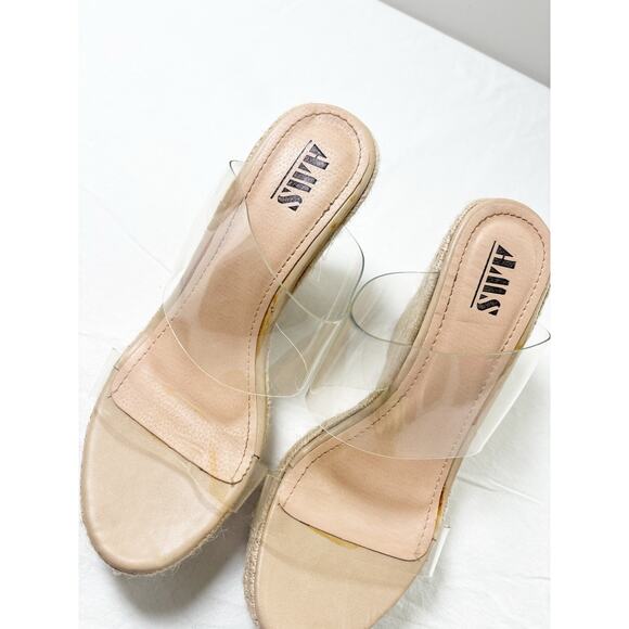 AMS Clear Strap Espadrille Wedge Transparent Sandal Size 9 - Picture 2 of 5